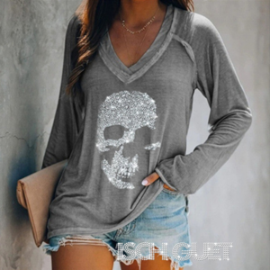 Rheinstone Goth Skull Women's Longsleeve T-Shirt