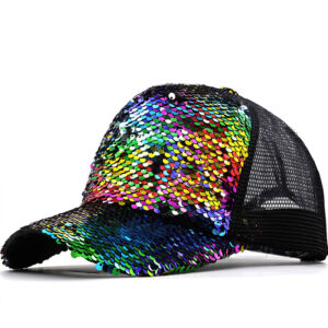 Glitter Rainbow Sequins Paillette Mesh Baseball Cap